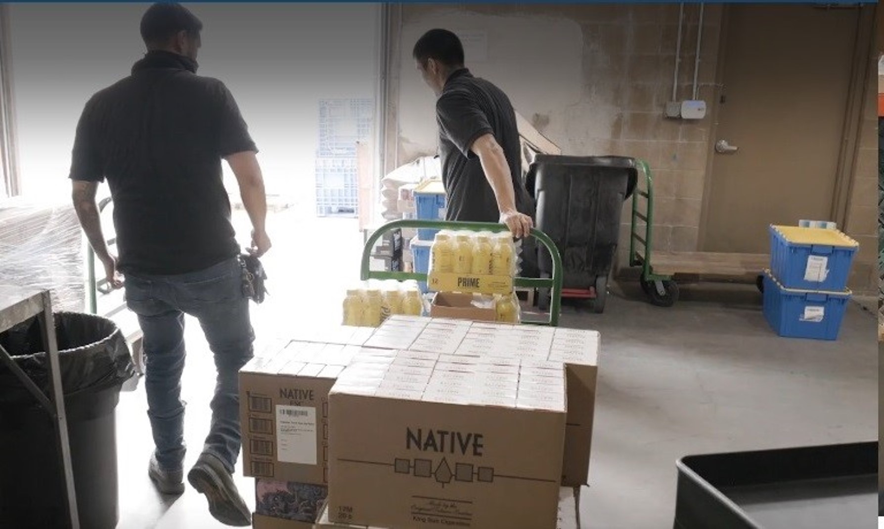 Blue Sky Distribution warehouse worker completing a pick-pack-ship process for ecommerce fulfillment